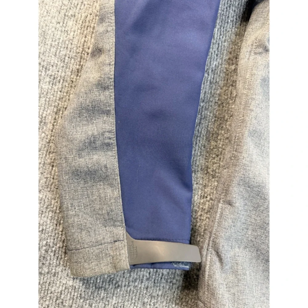 The North Face Mens M Blue Grey Softshell Jacket Full Zip Hiking Workwear Staine